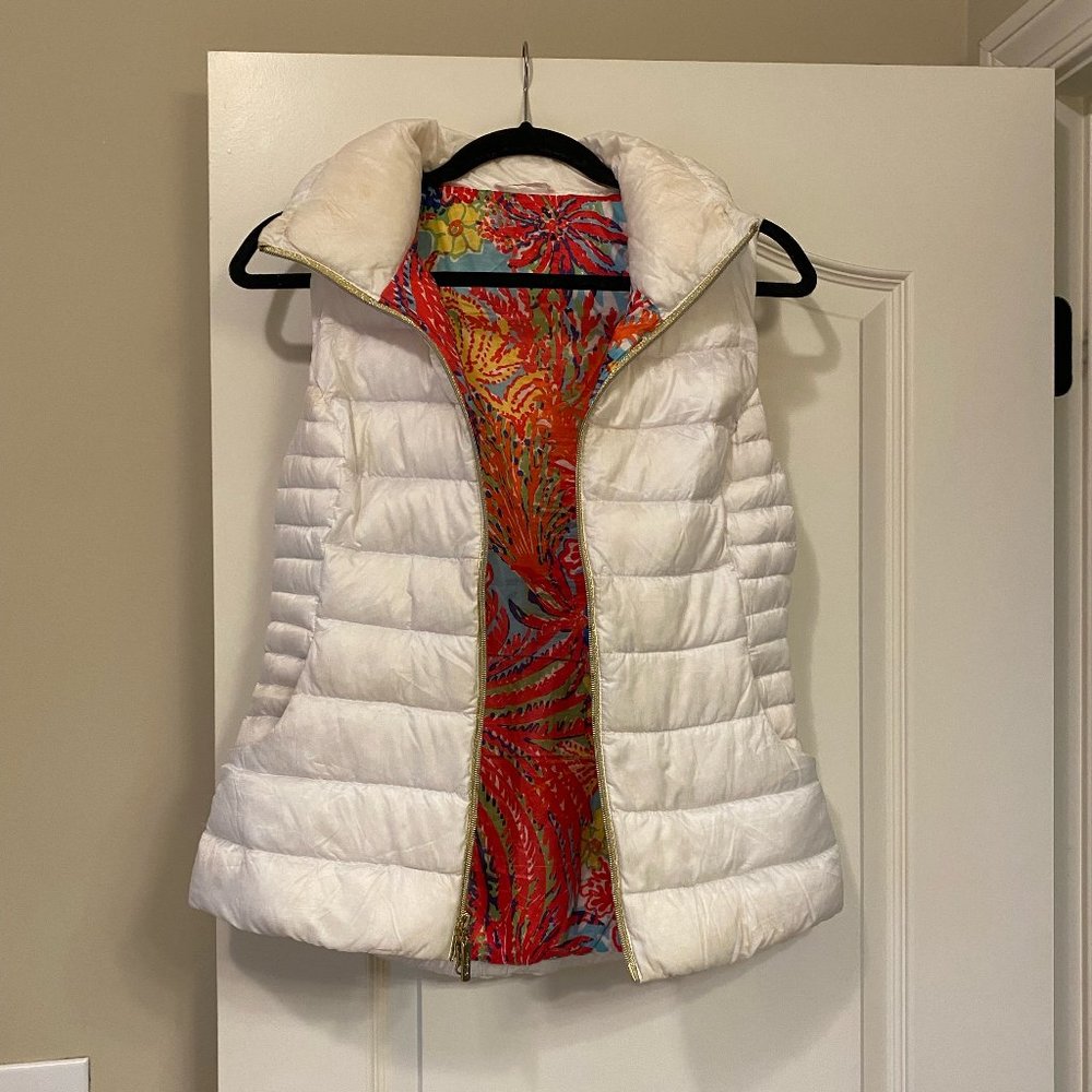 Lilly Pulitzer White Puffer Vest